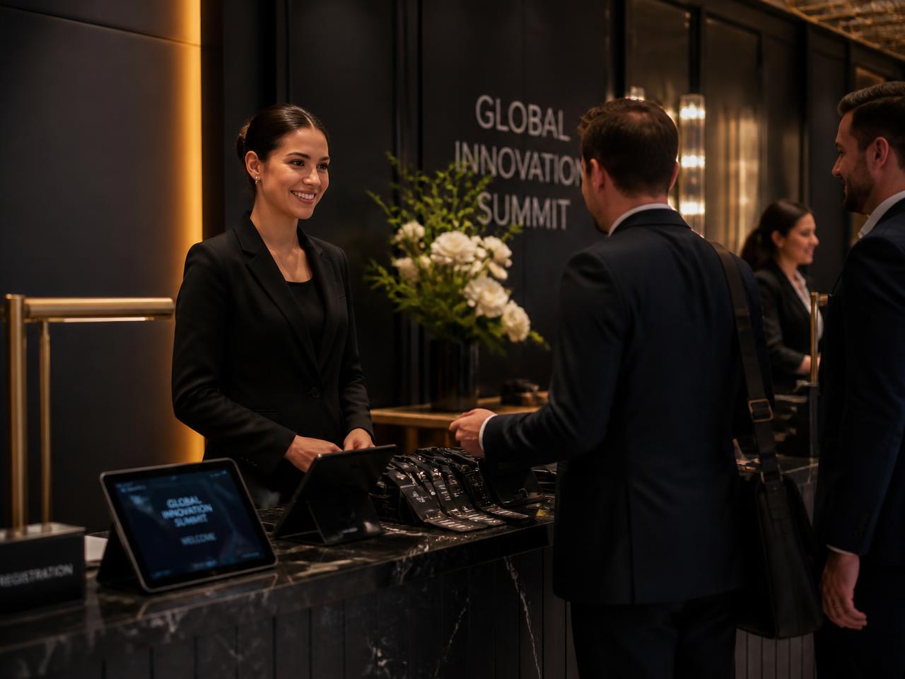 Guest registration and concierge desk at a premium event
